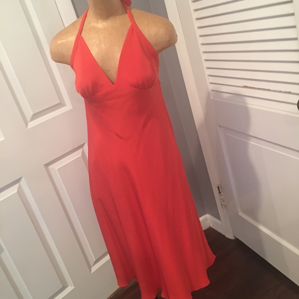 J Crew 100% silk halter midi dress